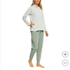 Max & Mia Stripe Cotton Waffle knit Lounge Set